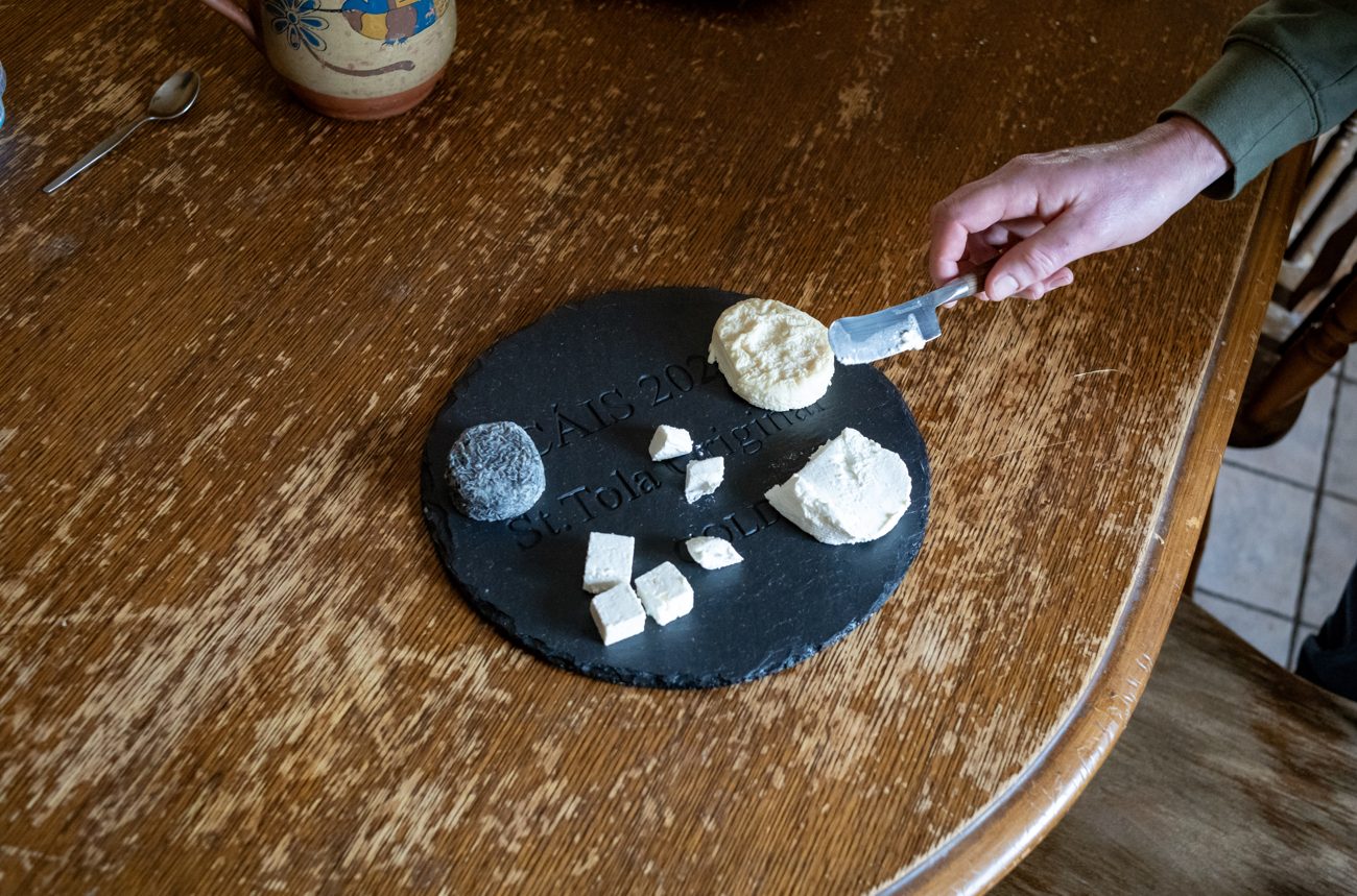 St Tola cheeses served on a slate board