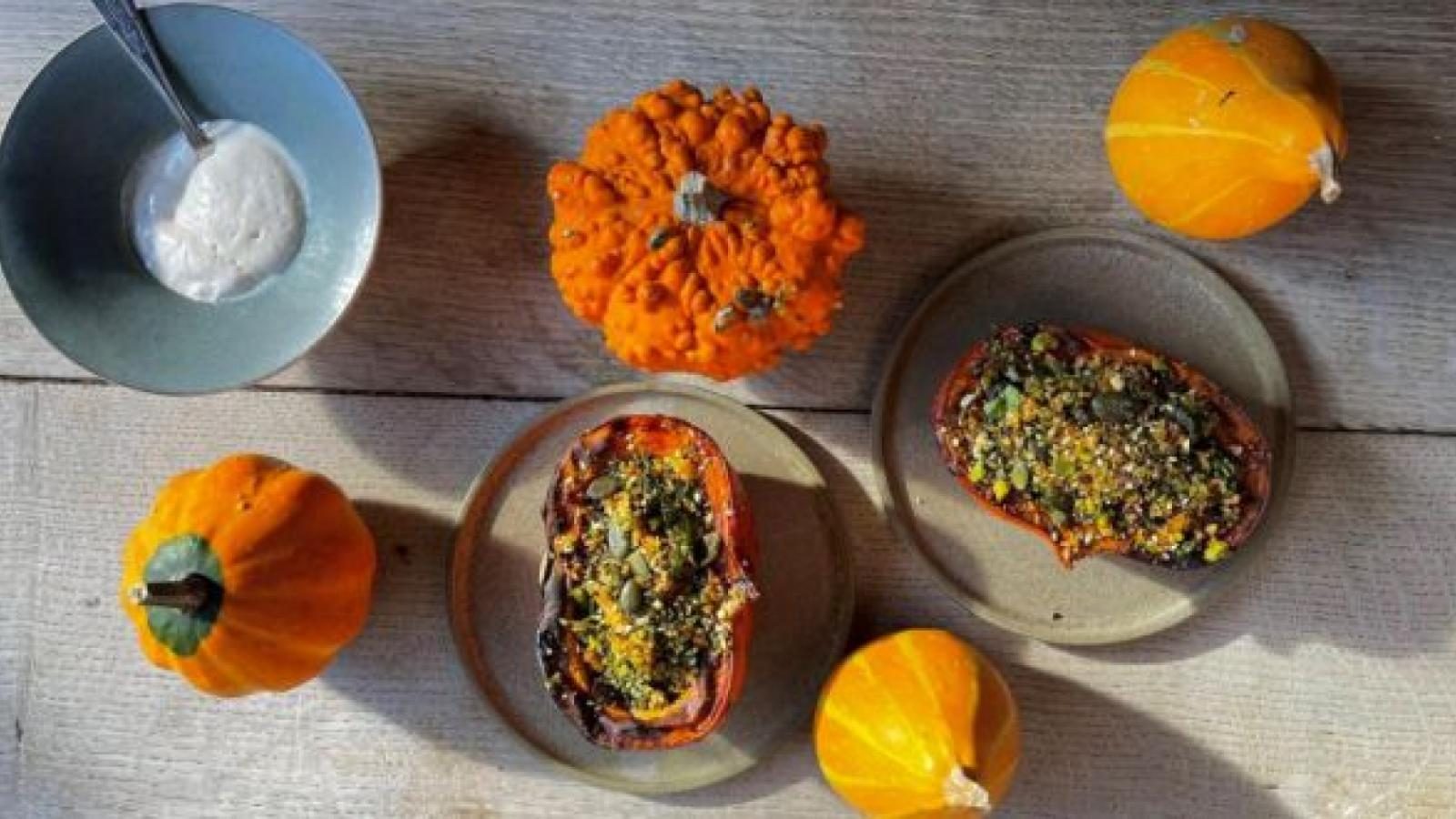 St Tola, quinoa, and pecan stuffed squash from Hannah O’Donnell at Kai Restaurant Galway